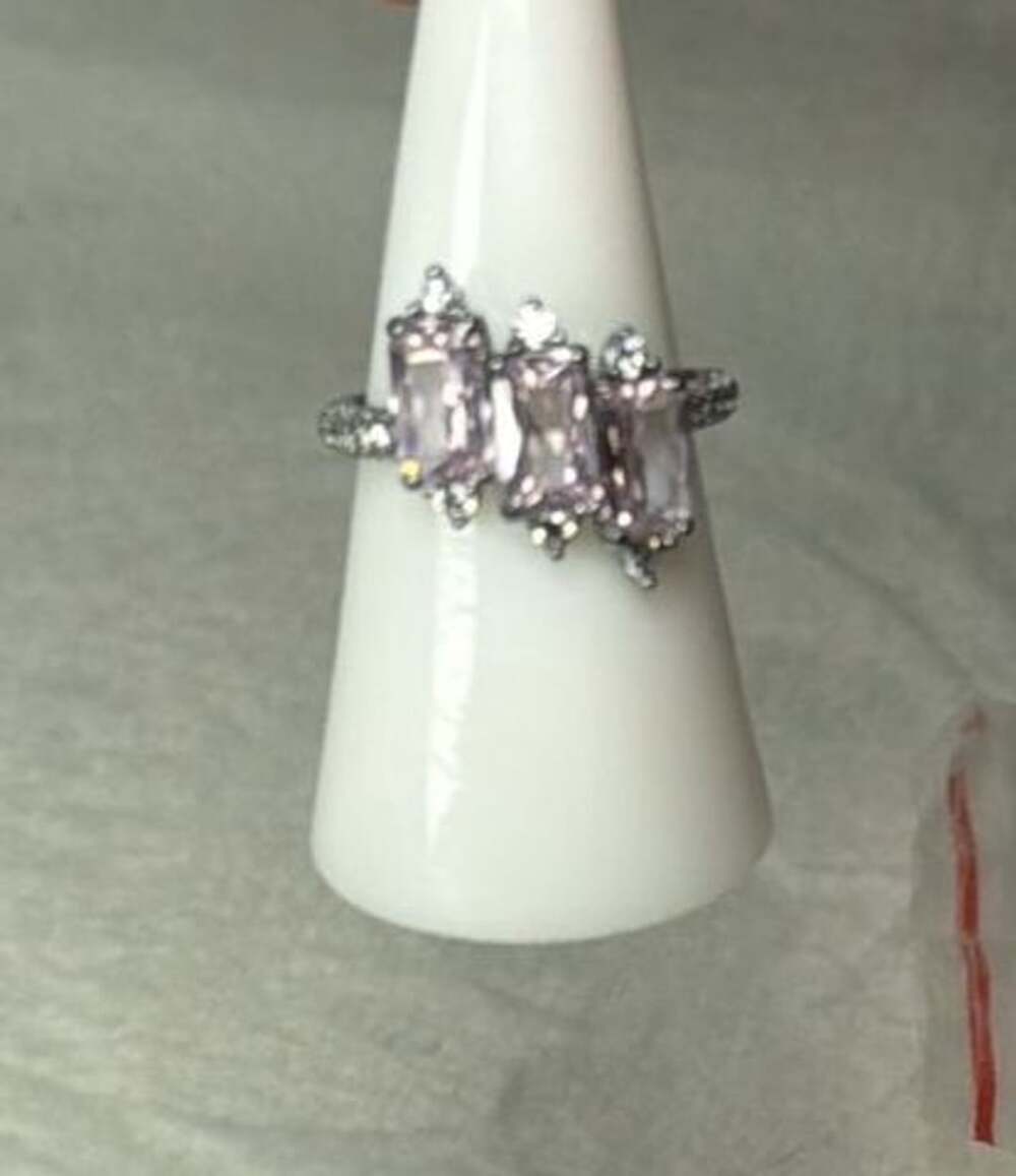 BP The Genevieve Lily Ring Pink Quartz Cubic Zirconia Hematite  7
